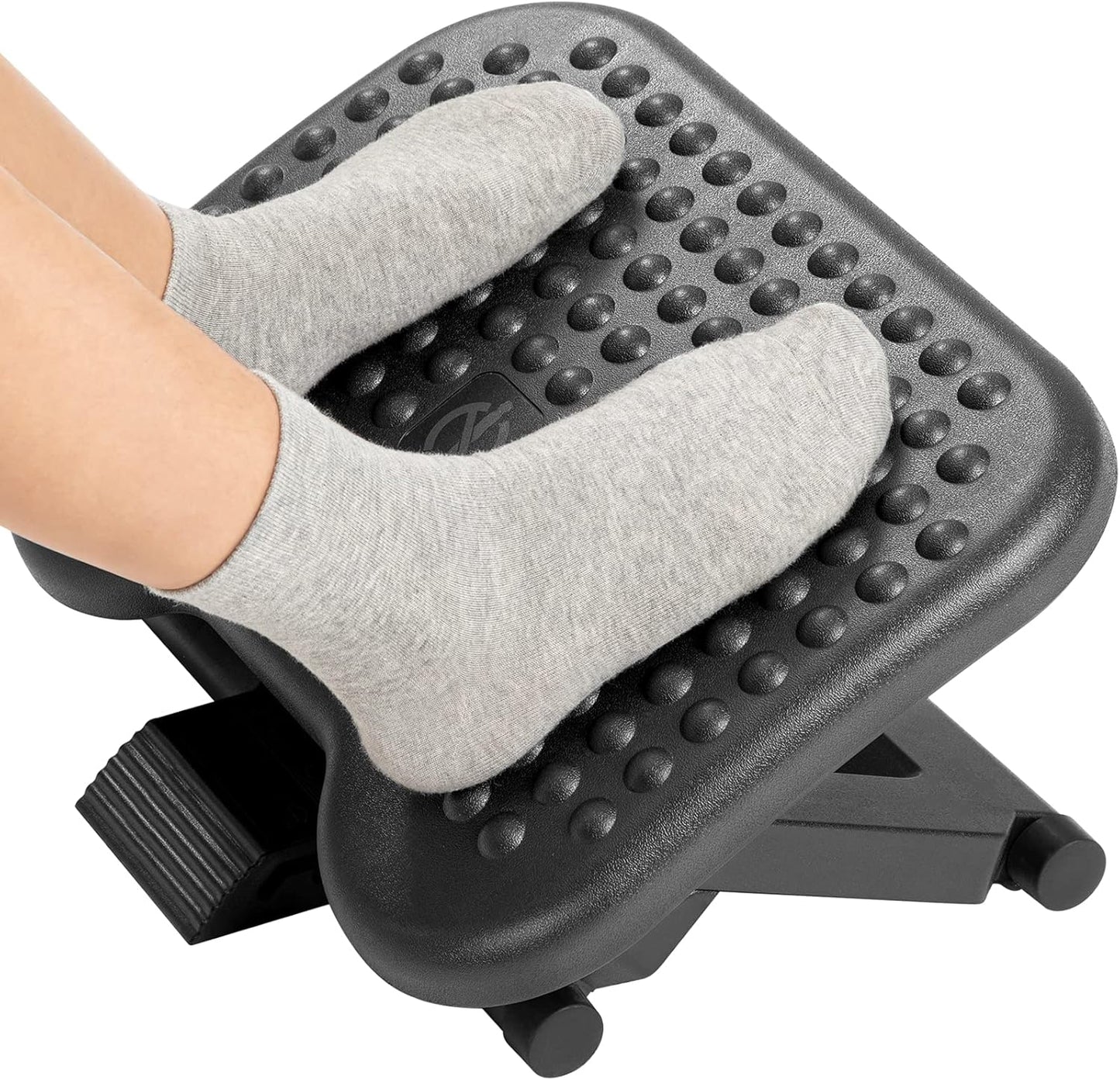 Adjustable Desk Footrest, Foot Rest for Under Desk at Work with Massage, Adjustable Foot Stool with 3 Height Position & 30 Degree