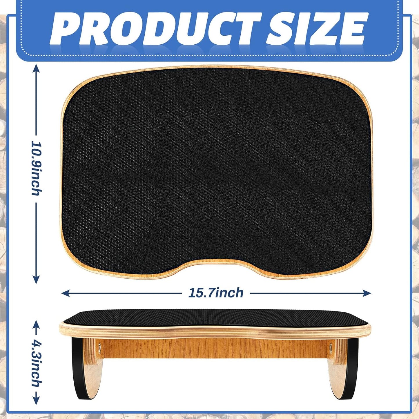 Ergonomic Wood Foot Rest for Enhanced Circulation & Comfort, 350lbs Capacity,