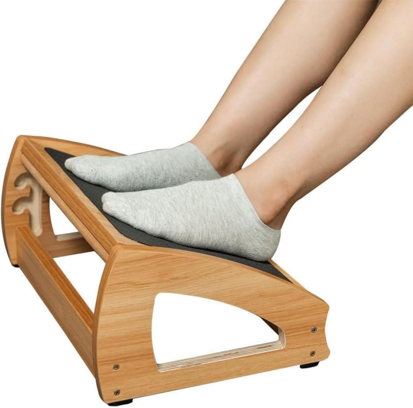 Ergonomic Under Desk Footrest, 3 Adjustable Heights Wooden Office Footrest,