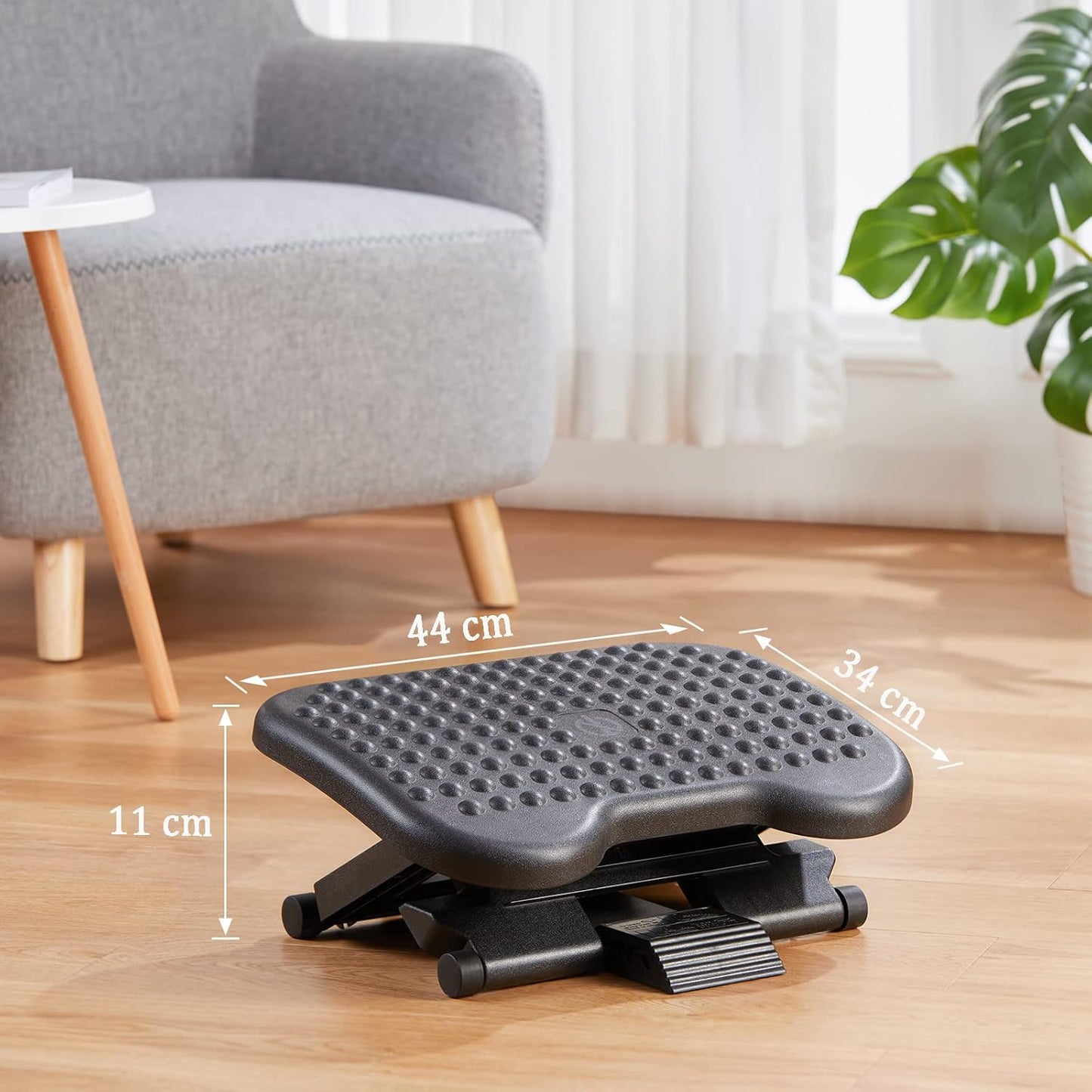 Adjustable Desk Footrest, Foot Rest for Under Desk at Work with Massage, Adjustable Foot Stool with 3 Height Position & 30 Degree