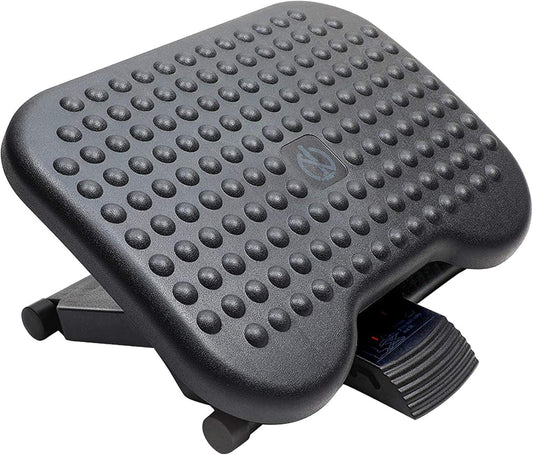 Adjustable Desk Footrest, Foot Rest for Under Desk at Work with Massage, Adjustable Foot Stool with 3 Height Position & 30 Degree